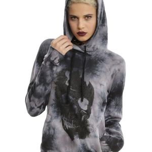 Hot Topic ombre tie dye glitter skeleton girls hoodie